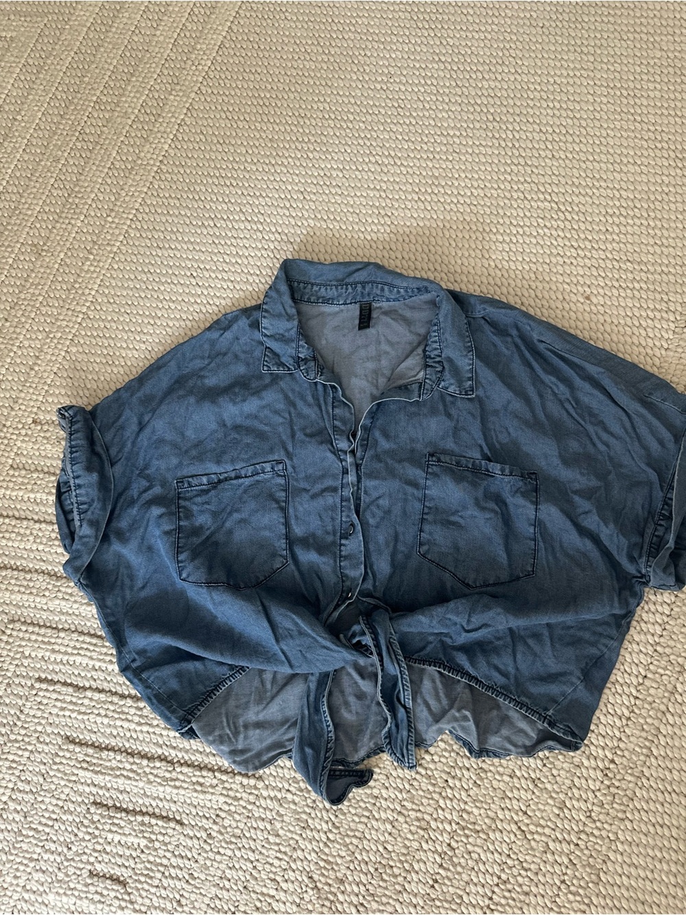 Casual Blue Jeans Tie-Front Shirt Xl